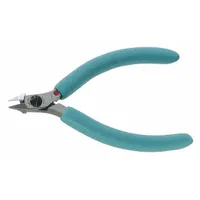 Flush-cut pliers with pointed jaws for precision trimming of component leads and wires in electronics assembly. Jaw length and width are 1/2 in, overall length 4 1/2 in. Suitable for tight spaces and general flush-cutting applications