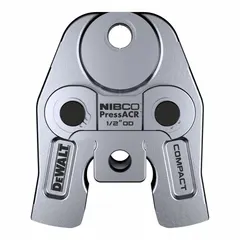 This press jaw is designed for use with compact press tools and the NIBCO PressACR Refrigeration Press Fitting System. It accommodates 1/2 in NIBCO fittings for creating leak-free connections on copper tubing in HVACR applications. The jaw is constructed of galvanized steel.
