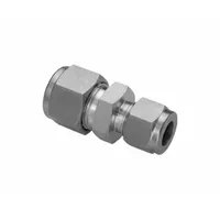 This double-ferrule stainless steel fitting connects 12 mm OD tubing to 3/4 in OD tubing with compression ends on both sides. Designed for leak-tight, vibration-resistant seals in industrial tubing systems, it is compatible with Swagelok fitting brands