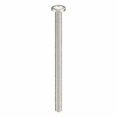 Pan head machine screws with #8-32 thread, 2 1/2 in length, made of 316 stainless steel with plain finish. Phillips drive size #2. Sold in a 10-pack. Suitable for fastening metal parts in machinery, enclosures, and assemblies requiring corrosion resistance.