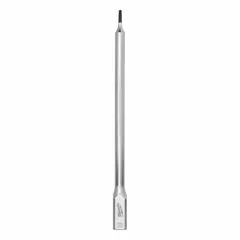 This Torx bit socket features a T8 tip size and a 6 in overall length. The fixed insert design ensures secure bit retention. It is used for driving Torx fasteners in assembly, maintenance, and repair tasks.