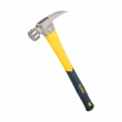 ESTWING Claw Hammer: Steel, Plain Grip, Fiberglass Handle, 23 oz Head Wt, 17 in Overall Lg - Steel Straight-Claw Hammers