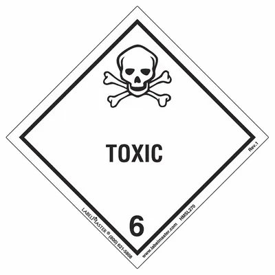 LABELMASTER Class 6 Toxic Hazard Label, 4 in x 4 in, PVC-Free Film, HMSL270 - Class 6: Toxic, Poison Inhalation & Infectious Substances