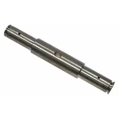 This steel wheel shaft is a replacement component for Dayton pallet jacks. It supports the wheel assembly to enable smooth movement and load handling in material handling applications.