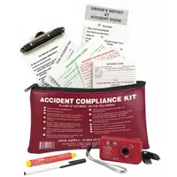 English-language training kit for accident investigation compliance. Covers FMCSR regulations. Includes a clipboard for on-site audits. Classified as Audit/Investigation/Records