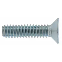 This flat head bolt is a replacement part for hand trucks, used to secure components during maintenance or repair. Supplied as a pack of 4, each bolt has a 1-inch overall length.