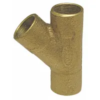 Low lead bronze tee with three 1/2-inch CTS cup ends for sweat-soldered connections. Used to branch or combine flow in copper tube systems for potable water, hydronic heating, and general industrial piping