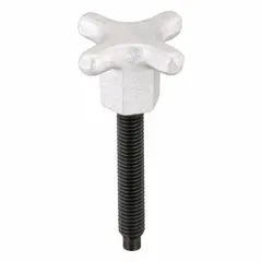 This lobed-head hand knob screw features a dog-point tip for centering in mating holes. With a 1/2"-13 thread and 2 3/4 in thread length, it is suited for manual clamping and positioning in jigs, fixtures, and assembly work. Sold as a 2-pack.