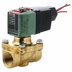 This REDHAT solenoid valve is a 2-way/2-position, normally open design with a 3/4 in pipe size. It operates on 24 to 120V AC/DC and features a watertight enclosure. Suitable for on/off control of liquids or gases in industrial systems such as water treatment, HVAC, and process automation.