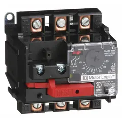 Three-pole electronic overload relay for three-phase motor protection. NEMA Size 2 with adjustable current range 15 A to 45 A and maximum voltage 600V AC. Compatible with 9065 Motor Logic Solid State Overload Relays contactor series. No thermal units required.