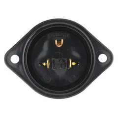 Straight blade inlet with NEMA 5-15P configuration, rated 125V AC, 15 A, 2 pole, 3 blade, in black. Suitable for providing power connections in industrial equipment, portable generators, and temporary power setups.