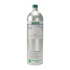 Disposable calibration gas mixture containing 25 ppm hydrogen sulfide in nitrogen background gas. Provides +/-5% accuracy for verifying and adjusting portable gas detectors. Compatible with all OEM gas detectors.