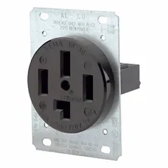 Single isolated ground receptacle rated 30 A at 120/208V AC, 4-pole/4-wire configuration (NEMA 18-30R). Black finish. Used in commercial and industrial settings where a dedicated ground path is needed to minimize electrical noise for sensitive equipment.