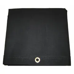 This heavy-duty tarp is made from 20 mil cotton canvas with a black polyester-coated finish, weighing 14.5 oz/sq yd. It measures 12 ft in length and 7.75 ft in width. Commonly used to cover equipment, materials, and worksites for protection against weather and debris.