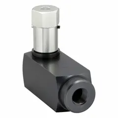 Steel pressure-compensated flow control valve with 1 in NPT ports and a maximum flow rate of 50 gpm. Features a rotary knob for adjustment. Used in hydraulic systems to maintain constant flow despite pressure variations, suitable for industrial machinery and mobile equipment requiring precise actuator speed control.
