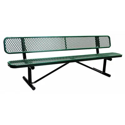 OEM Outdoor Bench: 96 in Overall Lg - Thermoplastic Coated Steel Benches