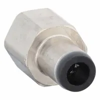 This nylon and nickel-plated brass tube fitting connects 16 mm OD tubing to a 1/2 in FBSPP threaded port. The push-to-connect design allows for quick installation without tools. Suitable for pneumatic systems and fluid handling applications requiring a leak-free joint