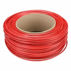 Metric polyurethane tubing with 4 mm inner diameter and 6 mm outer diameter, supplied in a 500 ft length. Red color, Shore A 90 to 95 hardness, rated for maximum operating pressure of 170 psi at 180°F. Suitable for pneumatic control lines, fluid transfer, and instrumentation in automated machinery and robotics.