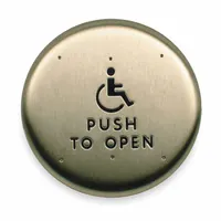 LCN Exit Push Button: 6 in Ht, 1 1/2 in Dp, 6 in Wd, ADA Compliant, Stainless Steel, Gray (MPN 8310-852T)