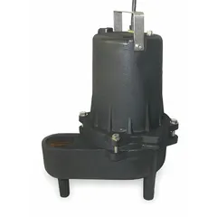 Single-phase sewage ejector pump rated for high-temperature wastewater. Cast iron impeller delivers 60 gpm at 10 ft of head. 2-inch FNPT discharge. No switch included. For sump and effluent removal in commercial or industrial settings.