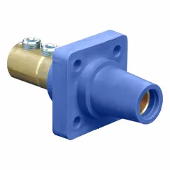 Female single pole receptacle rated 400 A with straight taper nose mating and double set screw termination. Suitable for high-current power distribution in industrial environments such as manufacturing plants and electrical panels.