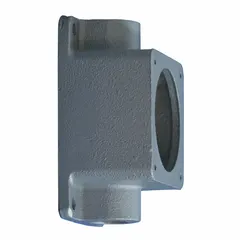Aluminum back box with a 60 A rating and 1 in feed through hub in a straight configuration. Used to house and protect electrical connections in industrial environments, compatible with appropriate enclosures and fittings.