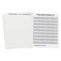 Polyester wraparound label with white matte finish. Measures 1 in x 1 1/2 in. Designed for permanent wire and cable identification on 16 AWG to 8 AWG wire gauge. Supplied as precut label sheets for application in industrial electrical panels and equipment