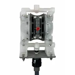 This air-operated diaphragm drum pump is designed for transferring industrial fluids from drums or containers. The suction tube is made of polypropylene (PP), offering chemical resistance for general purpose fluid handling applications.