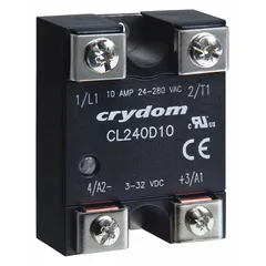 Panel-mounted solid state relay with Form A (SPST-NO) switch configuration. Triac AC output rated 24 to 280V AC, maximum output current 10 A (3.5 A without heat sink). Screw clamp electrical connections. Suitable for switching AC loads in industrial control panels, HVAC equipment, and process automation.