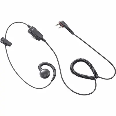 ICOM Earpiece: Fits Icom, For F200 Series, Ear Hook, Black, 1 Wires, Shirt/Lapel Mic - ICOM-Compatible Earpieces & Headsets