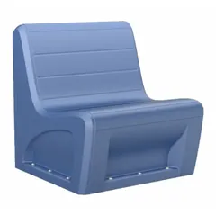 This CORTECH armless lounge chair features a polyethylene seat in midnight blue. It is freestanding and accommodates one person. Suitable for commercial waiting areas, lobbies, and break rooms, it meets CAL 133 and ISO 22196 standards.