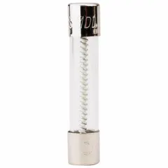 Time-delay cylindrical fuse rated 5 A and 250 V AC, with 1/4 in x 1 1/4 in dimensions. Provides overcurrent protection for motor circuits, transformers, and other inductive loads subject to temporary inrush currents.