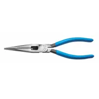 Long Nose Plier: 1 3/8 in Max Jaw Opening, 7 7/8 in Overall Lg, 3 in Jaw Lg, 1/8 in Tip Wd, Serrated (MPN 318)