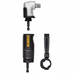 This right-angle attachment converts an impact driver for fastening in confined spaces. With an overall length of 9 5/16 inches, it provides access in tight areas. The square drive design enables driving screws and bolts at a 90-degree angle.