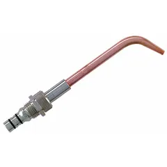 The SMITH EQUIPMENT AW205 is a Size 5 brazing tip designed for use with acetylene gas. It produces a focused flame suitable for precision brazing applications, such as joining metal components in HVAC, plumbing, and general fabrication where controlled heat input is required.