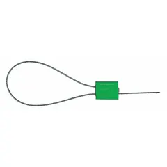 Adjustable-length cable seals with 12-inch cable length and 1/16-inch cable diameter. Aluminum body with white marking reading 'Sealed' and random numbering. Supplied in a 200-pack. Used for tamper-evident security on meters, valves, enclosures, and similar equipment.