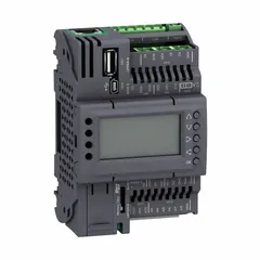 The SCHNEIDER ELECTRIC PLC TM172PDG18S is a Modicon Series programmable logic controller with mixed I/O: 2 digital inputs, 8 analog inputs, 2 analog outputs, and 6 digital outputs. It includes a clock and serial link for communication. Used in industrial automation and process control for applications requiring both discrete and analog signal processing.