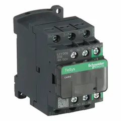 3-pole non-reversing IEC contactor with 3 normally open contacts rated at 9 A. Coil voltage is 48V AC at 60Hz (also accepts 120V AC). Suitable for switching 3-phase loads in motor control and automation systems.