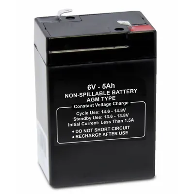 OEM APPROVED VENDOR 47033 AGM Sealed Lead Acid Battery, 6V DC, 5 Ah, Dual Purpose - AGM Sealed Lead Acid Batteries