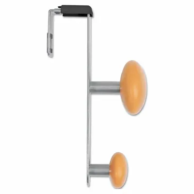 ALBA Garment Hook: 2 Hooks, 7 7/8 in Overall Ht, 1 1/4 in Overall Wd, 1 3/8 in Overall Dp - Over-Panel Coat Hooks
