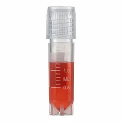 Cryogenic Vial, Polypropylene, 2 mL, Sterile, Colorless, Self-Standing, Conical Bottom, External Threads, with Closure (3030-2S)