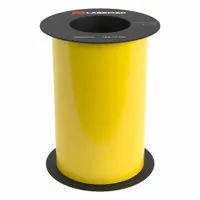 Thermal transfer continuous label roll in yellow gloss vinyl, 8 inches wide by 75 feet long. Designed for indoor and outdoor use. Compatible with LabelTac 9 printer series. Used for industrial identification such as pipe marking, safety signage, and equipment labeling