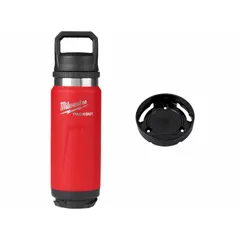 This plastic water bottle from MILWAUKEE has a 24 oz capacity and features a red metal construction. With an overall height range of 3/4 in to 12 in, it is suited for use in industrial environments where a durable hydration solution is needed. The bottle includes a lock mount for secure attachment to surfaces.