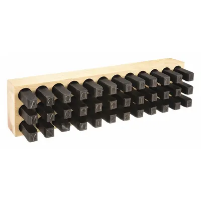 YOUNG BROS. STAMP WORKS Hand Stamp Kit: 0 thru 9 (6 doubles as 9)/Ampersand (&)/A thru Z - Heavy-Duty Sharp-Face Hand Stamps