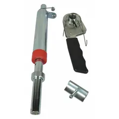 Replacement ratchet assembly for hand trucks, constructed from steel with a silver finish. Overall dimensions: 1 1/2 in height, 2 3/4 in width, 15 1/2 in length. Used to repair or restore the lifting and tilting mechanism on manual hand trucks.