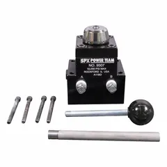Manual lever-operated directional control valve with three positions and 3/8" NPT ports. Rated for maximum flow of 5 gpm. Designed for hydraulic systems requiring load-holding capability under pressure. Suitable for applications such as presses, jacks, and material handling equipment.
