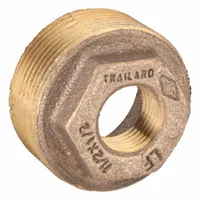 Threaded low-pressure pipe fitting for potable water systems. Made of brass with a maximum operating pressure of 200 psi. Used to connect pipes in residential and commercial plumbing applications where corrosion resistance is required