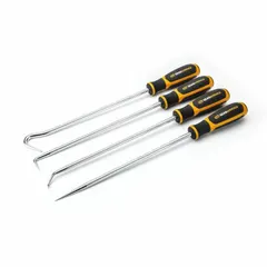 This hook and pick set from GEARWRENCH features steel construction with a hook tip. The ergonomic plastic handle provides a comfortable grip. Suitable for retrieving, positioning, or manipulating small components in confined spaces during assembly, maintenance, or repair tasks.