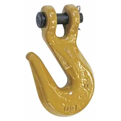 Alloy steel grab hook with narrow opening, Grade 70, and 1 5/16 in material thickness. Used to attach chain to loads or anchor points in rigging and lifting applications, such as securing alloy steel chain slings for overhead lifting or towing.