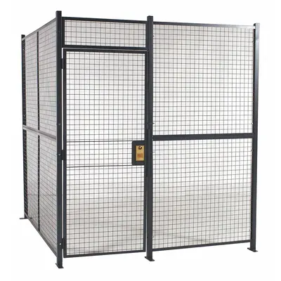 RAPIDWIRE Welded Partition Cage: 8 ft W x 10 ft D 8 ft H, Gray, 2 Sides - WireCrafters Welded-Wire
